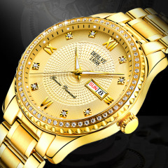 Diamond-encrusted Swiss brand fully automatic movement watch luminous calendar watch men's Korean version couple non-mechanical women's waterproof
