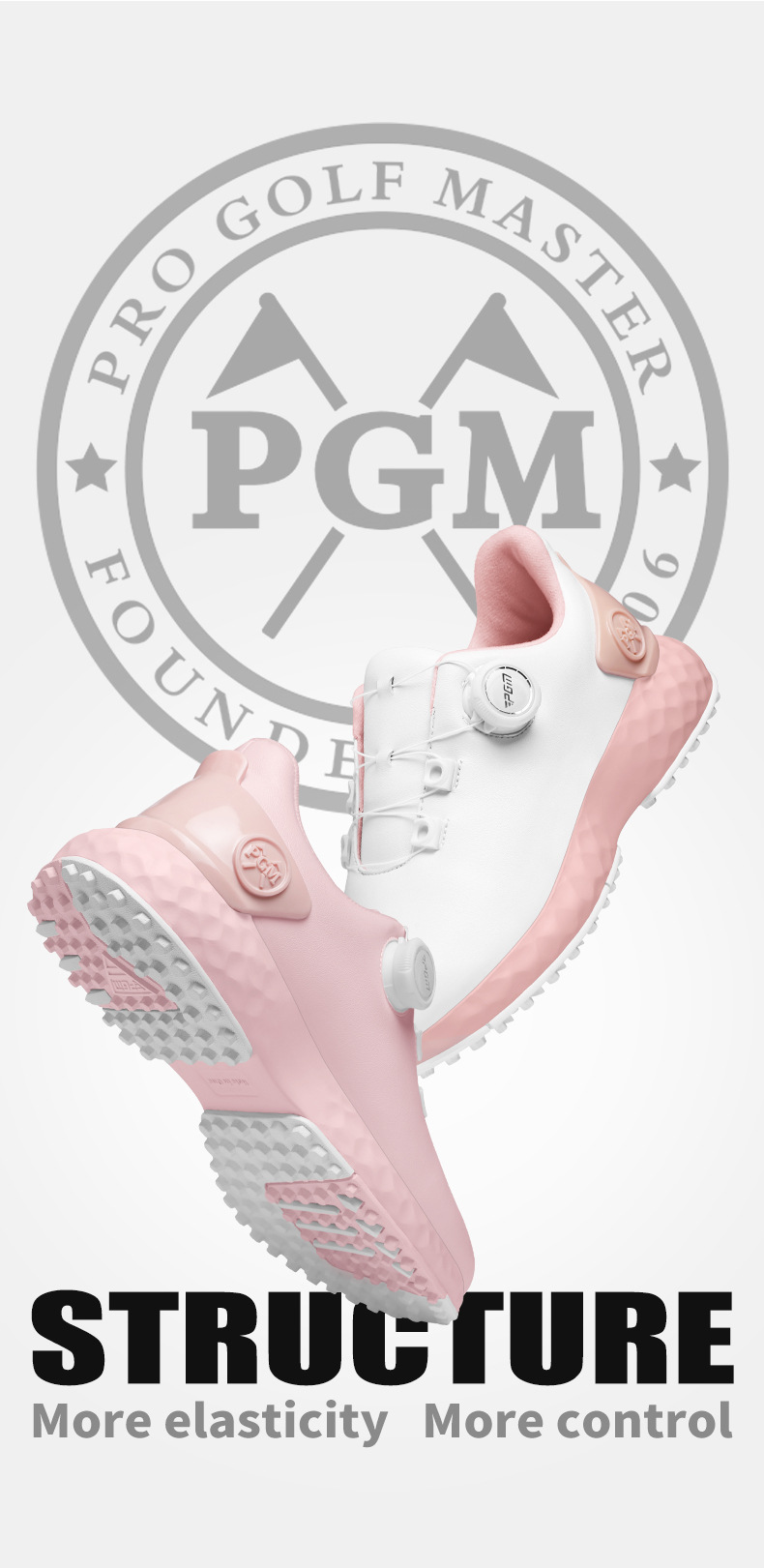Giày golf nữ PGM chống thấm nước, núm vặn, đế foam êm — XZ353-xanh macaron, XZ353-Anh Đào tuyết trắng, XZ353-Hoa anh đào rơi Hồng chi tiết 13