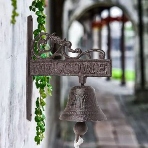 Rustic Vintage Wall-Hanging Cast Iron Dinner Bell Metal Doorbell Craftsmanship Outdoor Courtyard Bar Wall Decoration