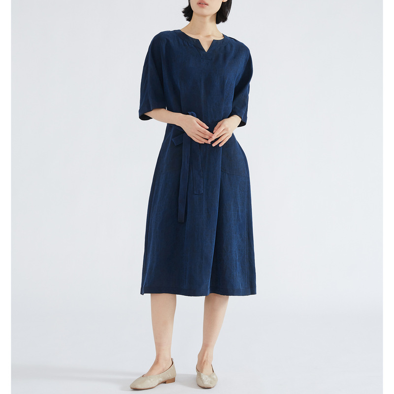 Double-sided Heavy-weight Xiangyun Vneck Silk dress 100% Mulberry Silk Short-sleeved Dress