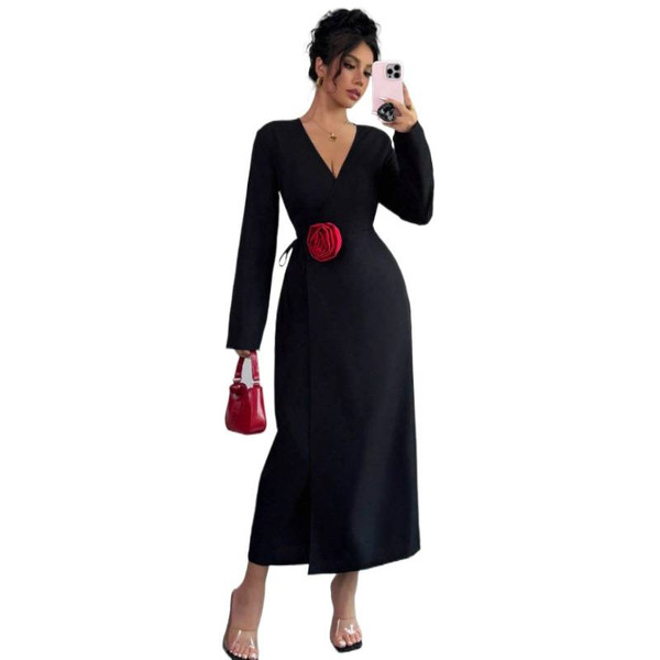 autumn three dimensional red dress