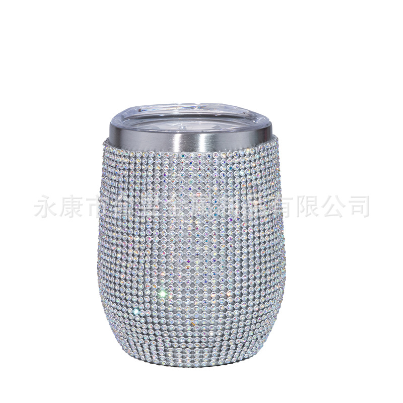 Glight Acero inoxidable diamante brillante taza chica vino café champán huevo taza