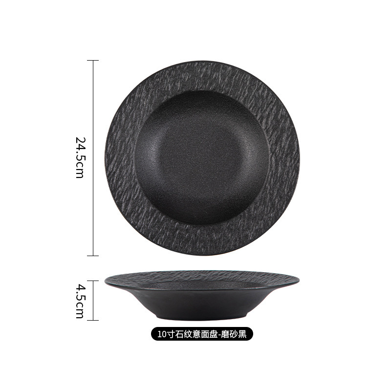 和風白黒高級感クリエイティブ食器セット 陶器ボウル 洋食皿 ステーキ皿 陶器食器|undefined