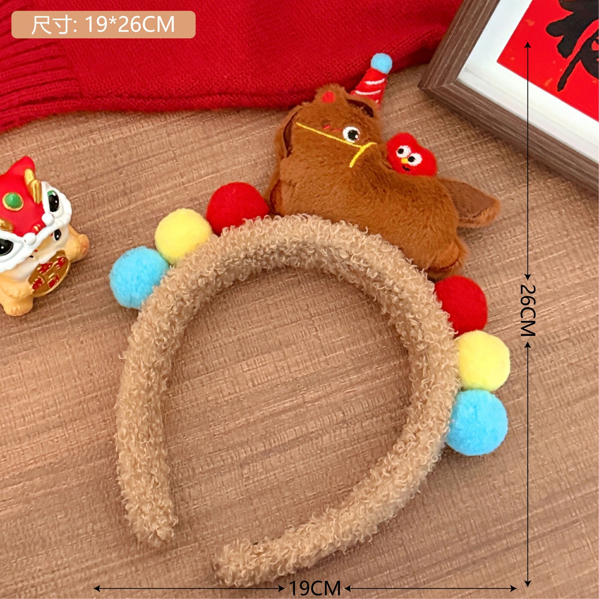 Accesorios para el cabello con diseño de león para el Año Nuevo, diademas rojas de felpa, pinzas para el cabello, horquillas con diseño de muñeca de dibujos animados para niñas, pinzas de pico de pato.