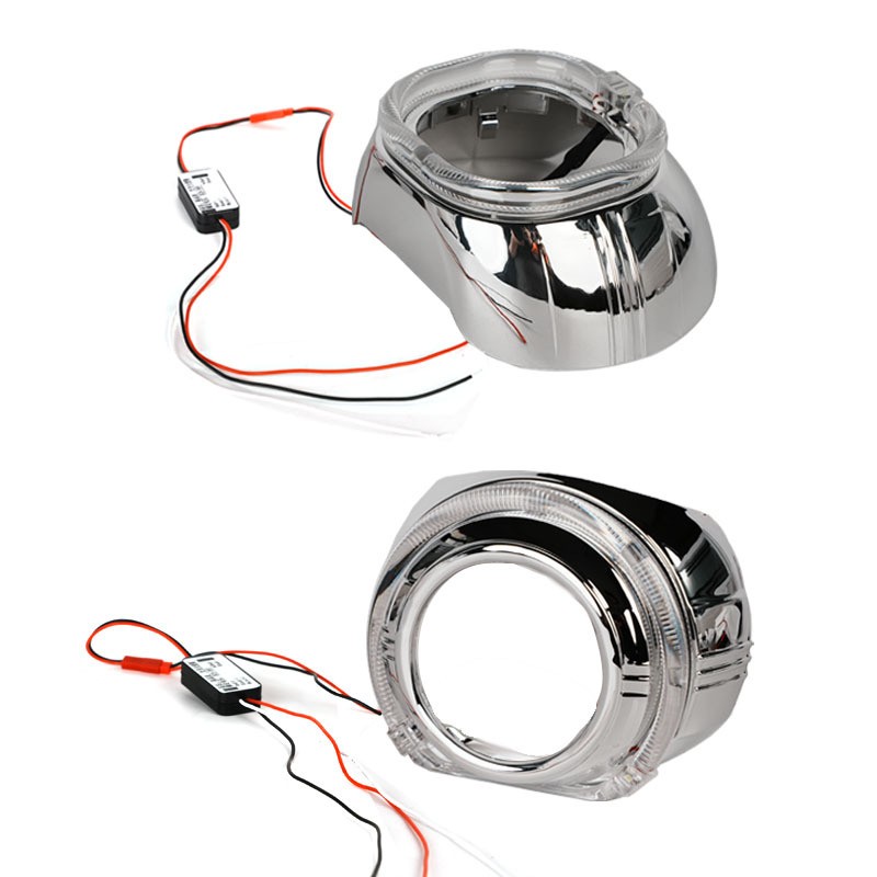 Faros LED para automóviles Cubierta decorativa de lente bifocal 3.0 pulgadas MAX cuadrado en forma de U escudo de una pieza guía de luz ojo de ángel image 6