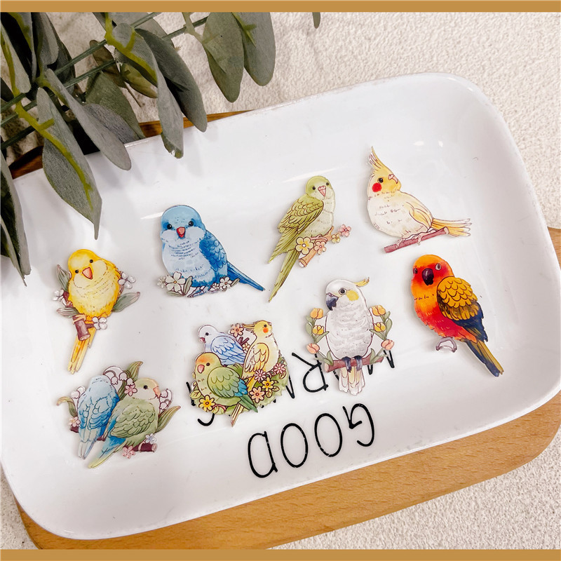 Parrot Brooch, Monk Suction Diamond Badge Decorative Pin, Science Animal and Bird Gift for Children and Friends