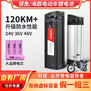 銀魚海霸鋰電池組48v36V20ah大容量折疊電動車電瓶通用可拆卸