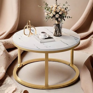 Simple Round Coffee Table Living Room Home Small Apartment Sofa Side Table Italian Style Minimalist High and Low Free Combination Coffee Table