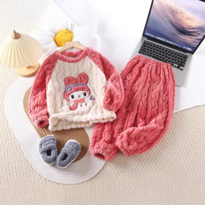 Autumn and Winter Warm Thickened Cloud Velvet Cartoon Pajamas suit Children's Boy's Girl's Boy's Boy's Girl's Child's Adult