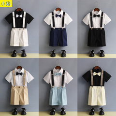 Boy's Strap Pants Set, British Style, for Young Children, Kindergarten Suit, Performance Suit, Host Dress, Flower Child