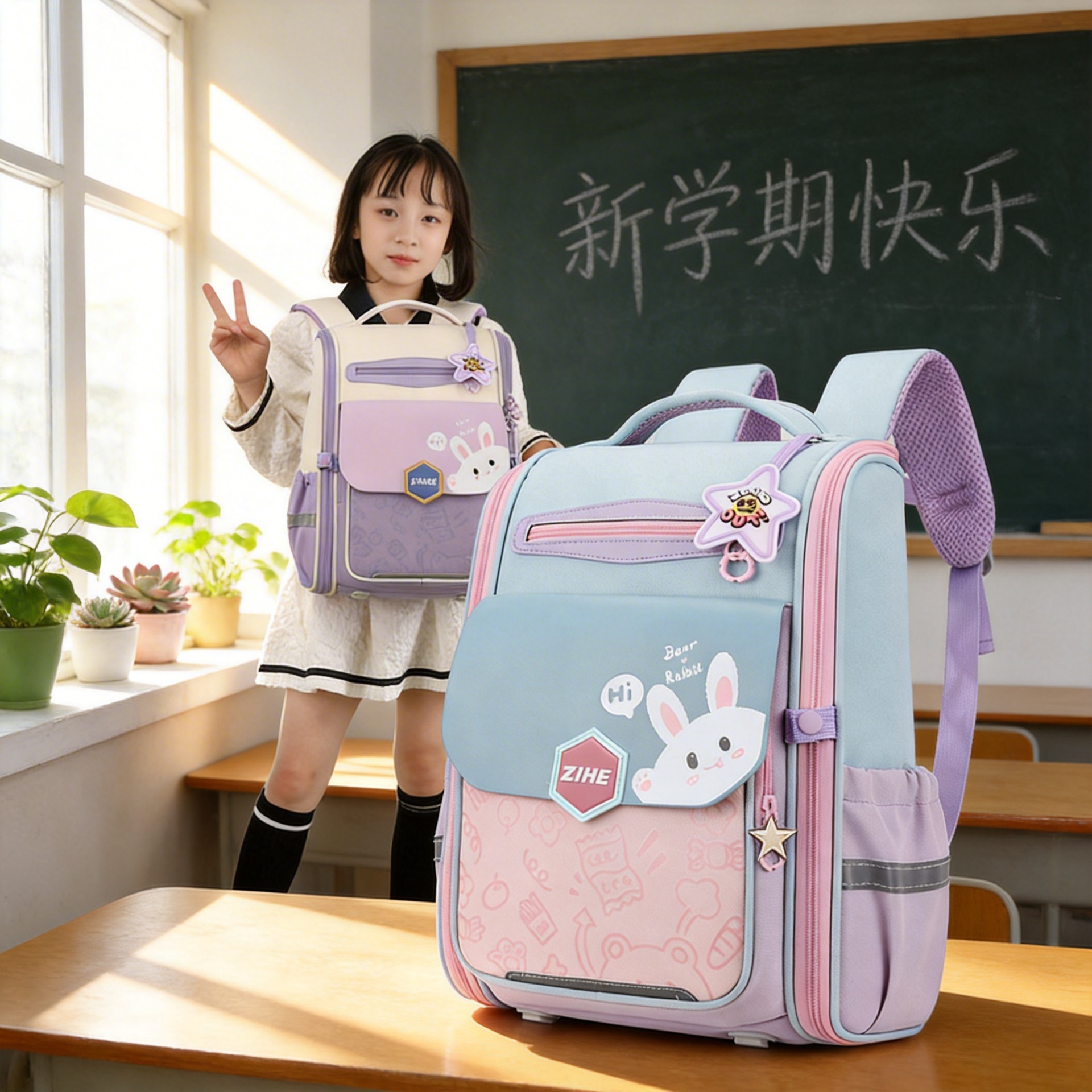 Mochilas escolares para niñas de primaria de 1.º a 6.º grado, mochilas infantiles ultraligeras para niñas que protegen la columna vertebral y reducen el peso en colores contrastantes