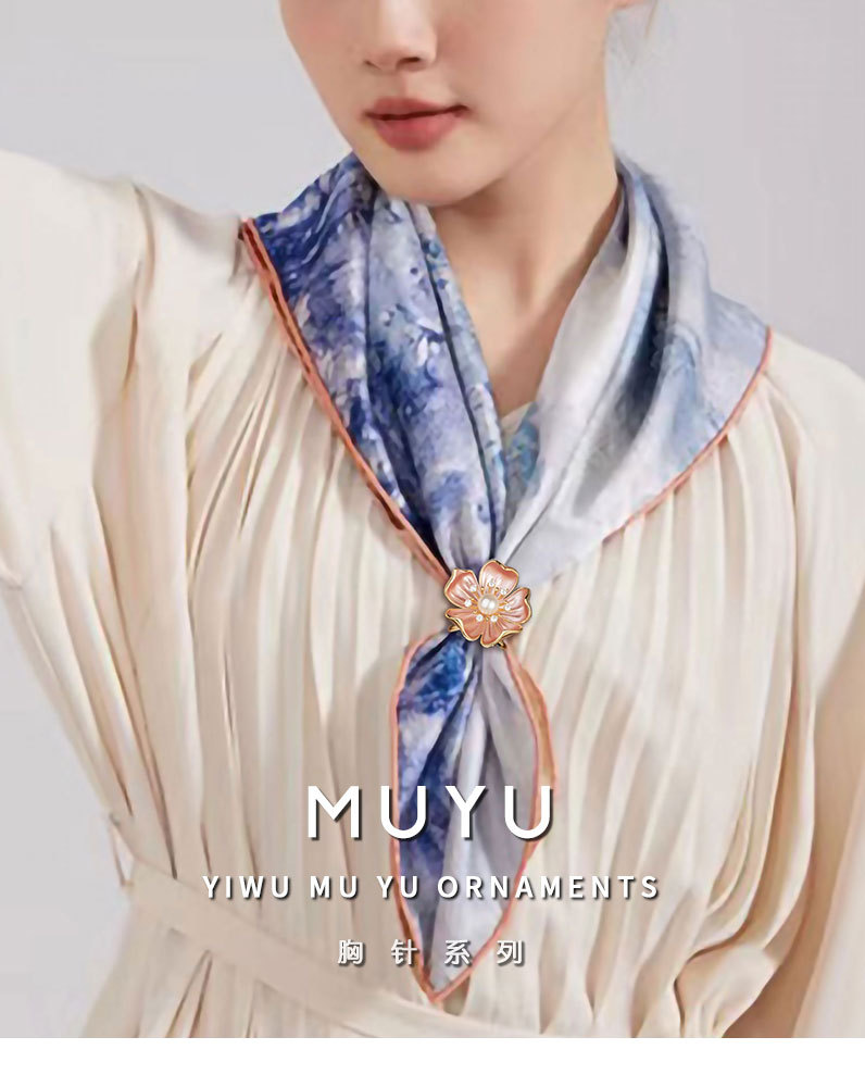 法式复古山CHA花丝巾扣时尚优雅花朵方巾扣新品爆款