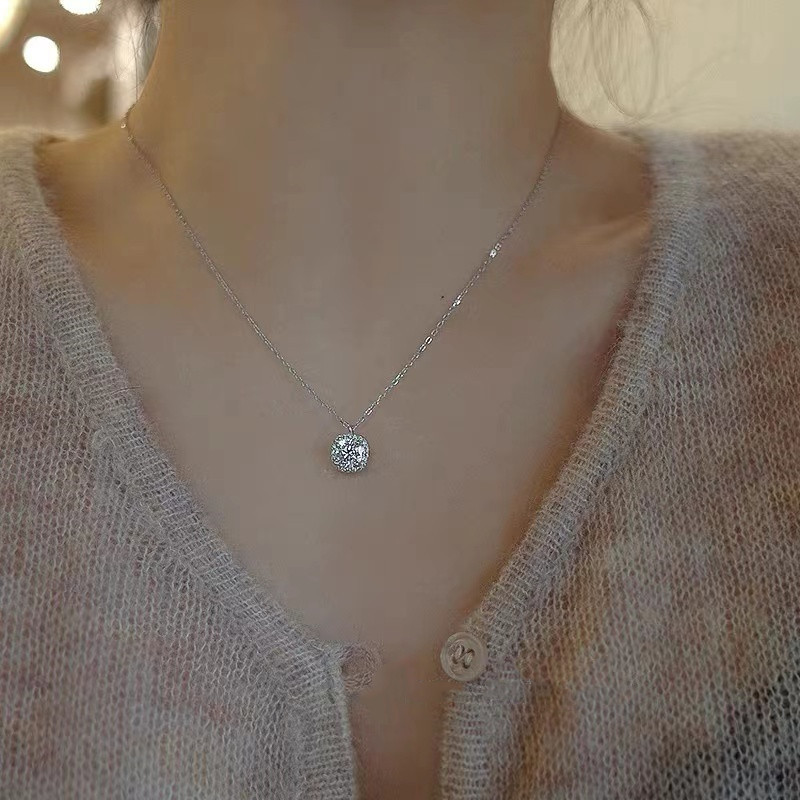 S925 Sterling Silver Gold Plated Square Diamond Necklace For Women_voghion.com