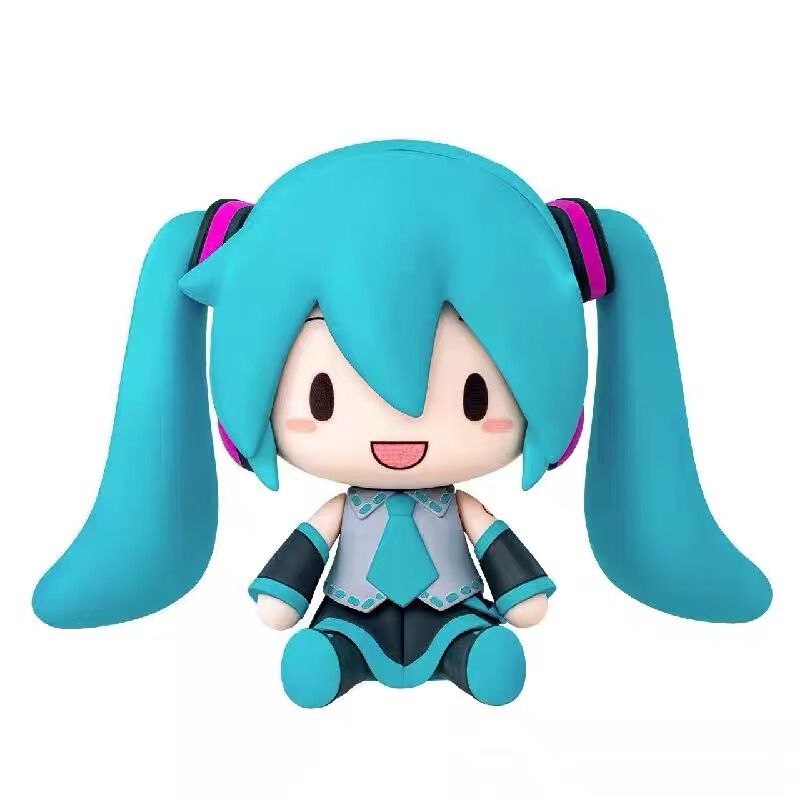 外贸爆款FUFU坐姿初音可换表情miku初音未来可爱手办模型出口摆件|undefined