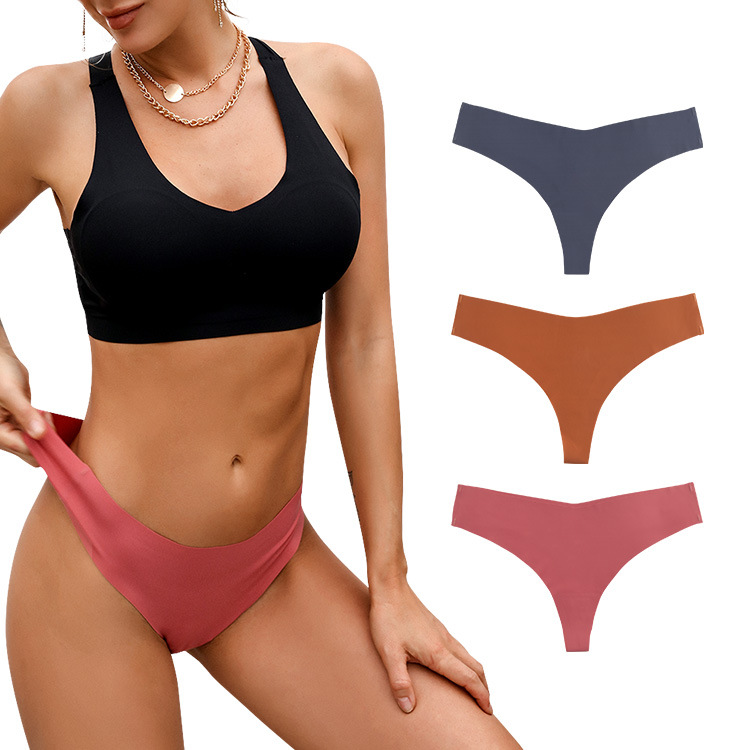 Tangas transfronterizas europeas y americanas, pantalones cortos sexy de cintura baja para adultos, ropa interior invisible desnuda de una pieza sin costuras, damas