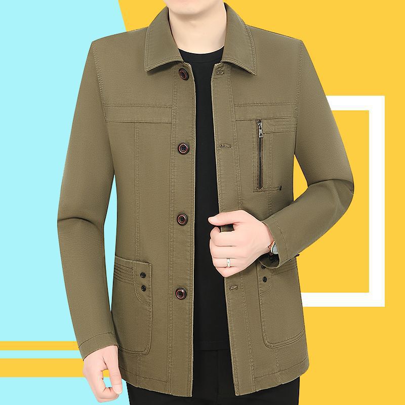 Spring and Autumn New Middle-aged Men's Jacket Loose Casual Middle-aged Lel Jacket for Dad