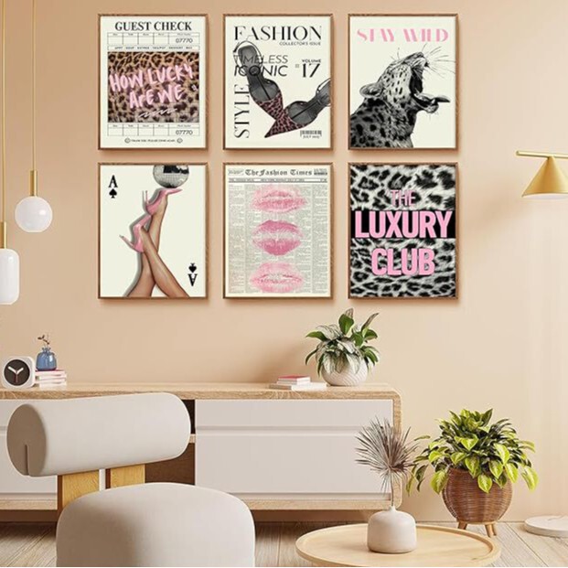 Cross-Border Amazon Temu Retro Magazine Fashion Woman Stylish Cheetah High Heels Art Poster Decorative Painting Core Cross-Border Amazon Temu Retro Magazine Fashion Woman Stylish Cheetah High Heels Art Poster Decorative Painting Core