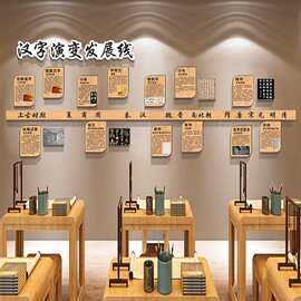 图书馆汉字演变发展线文化墙贴书法培训班教室布置墙面装饰贴纸画