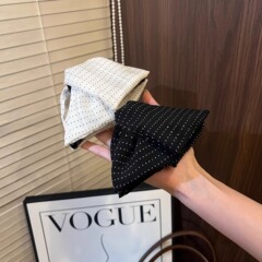 法式赫本风三角布艺波点抓夹时尚气质后脑勺发夹盘发鲨鱼夹子发饰