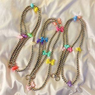 European and American Style Color String Beads Mobile Phone Case Long Chain Lanyard Crossover Hand Rope Internet Popular Women's New Dopamine Hanging Chain