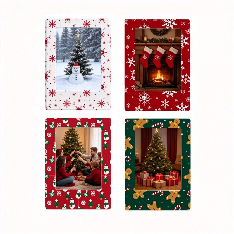 Cross-Border Mini Magnetic Photo Frame Christmas Polaroid Photo Frame Gingerbread Man Fridge Atmosphere-Enhancing Item Desktop Decoration
