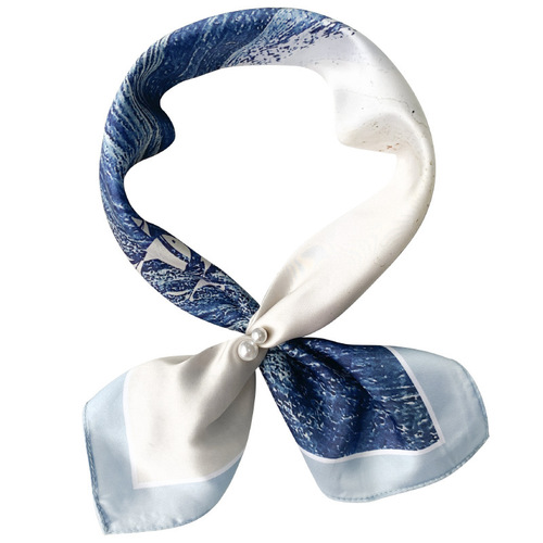 Korean Version 53cm Small Silk Scarf Professional Versatile Small Square Scarf Head Scarf for Women, Korean Fashion Multifunctional Decorative Small Neck Scarf