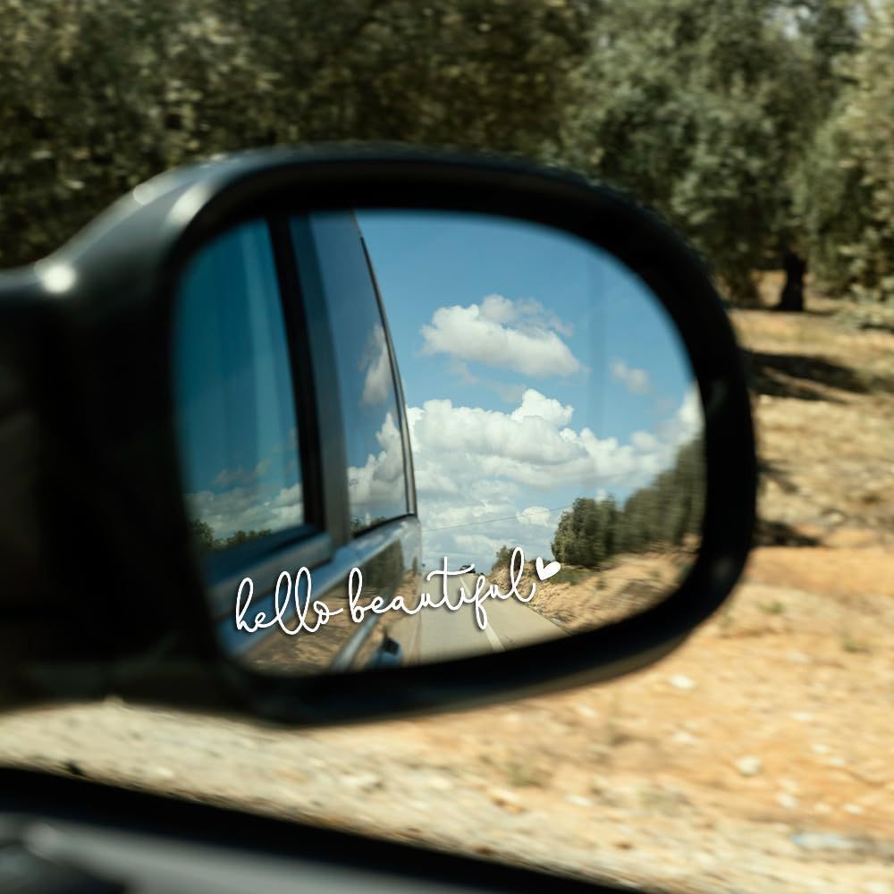 Hot Selling Hello Beautiful Car Mirror Sticker, Rear View Mirror Female Decal_voghion.com