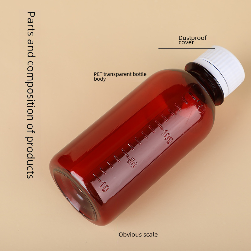 Transparent plastic brown bottle