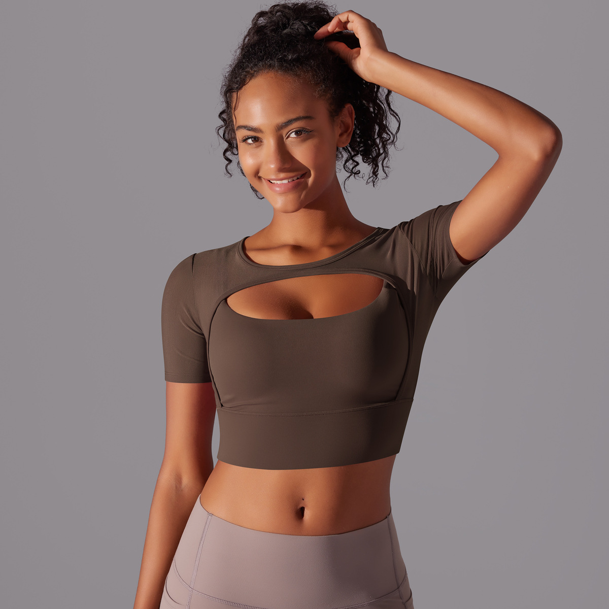 182g Weight Short Sleeve Sleeve Length Pullovers Placket Type Nylon, Spandex Fabric Type Short Top Length T-shirt Tops Type Yoga, Sports Occasion Round Neck Neckline Solid Color Pattern Women Gender Hollow Out Craft Fitness Sport Style Solid Color Nylon Spandex Round Neck Hollow Out Active Tops T-shirt 5