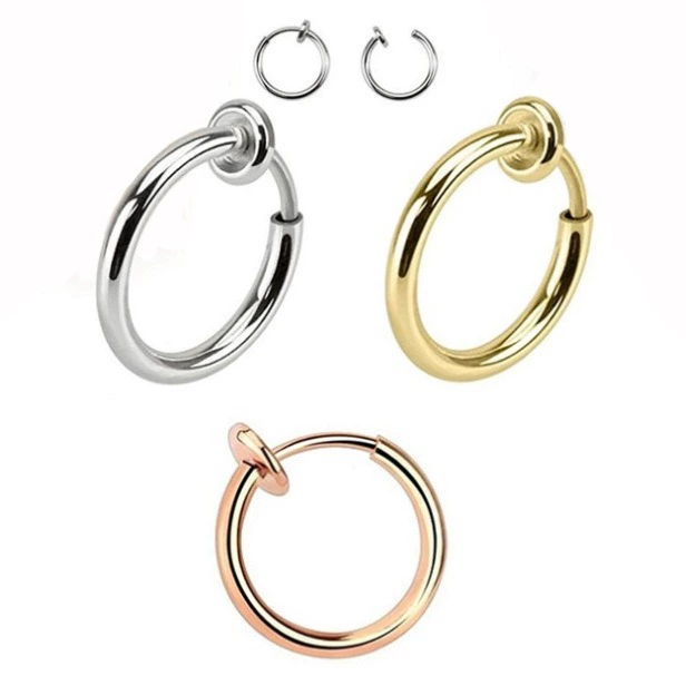 Steel spring stainless steel, ear clips, nose piercing, jewelry, earrings, accessory, new collection