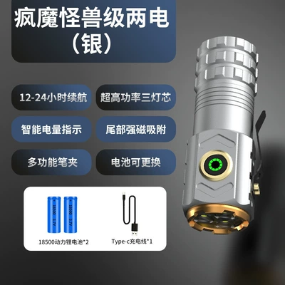 Camping Style, UV fənərlər - silver-short-two-section-18500-battery