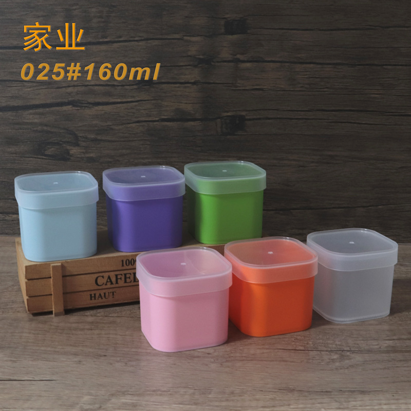 新款160ml小方块马卡龙冰淇淋牛奶布丁塑料杯水晶泥土罐子包材厂