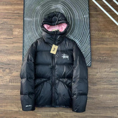 跨境代发 STU经典纯色百搭拉链连帽短款羽绒服派克面包服男女同款