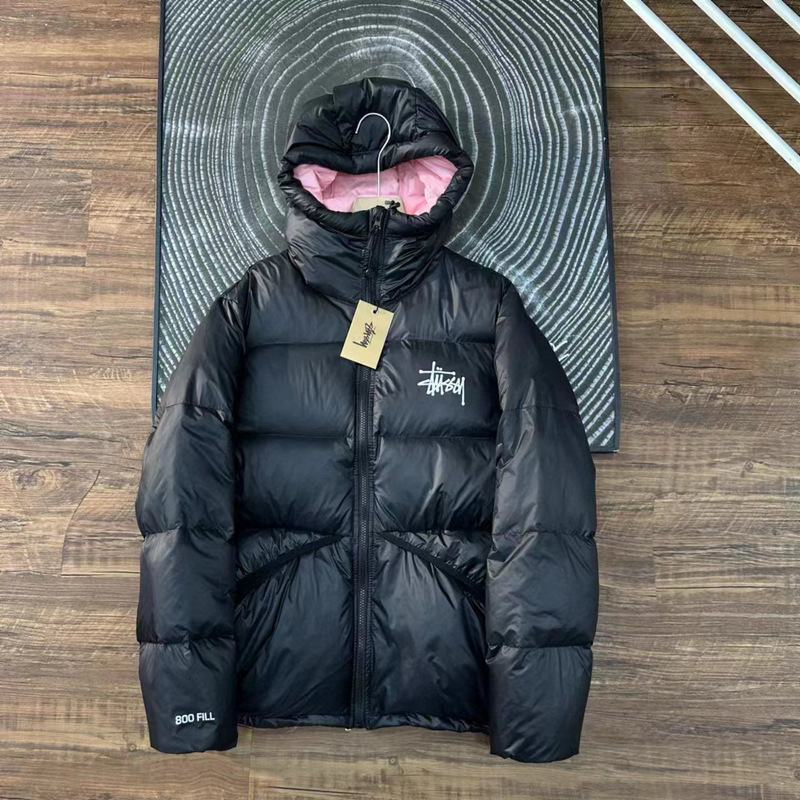 跨境代发 STU经典纯色百搭拉链连帽短款羽绒服派克面包服男女同款|undefined