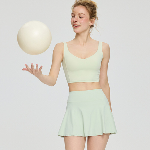 Women's Yoga Clothes, Sports Bra, Running Training Top, High-Elasticity Breathable Fitness, Badminton and Tennis Skirt
