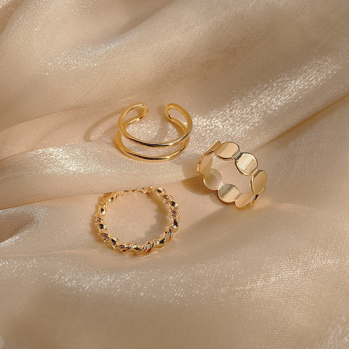 Three-Piece Set Ins Cold Wind Ring for Women, Fashion Personality, Unique Design, Stylish and Minimalist Ring