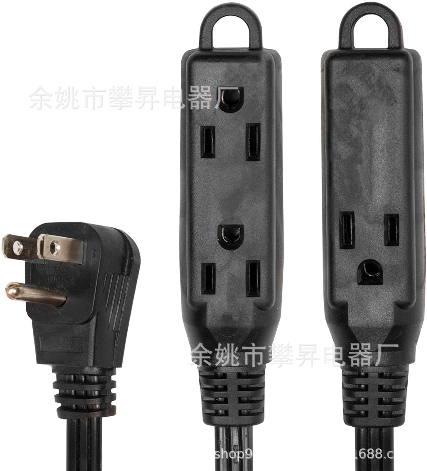 直销美标廷长线排插电源线美式插头515P插头带双面单双三孔排插线