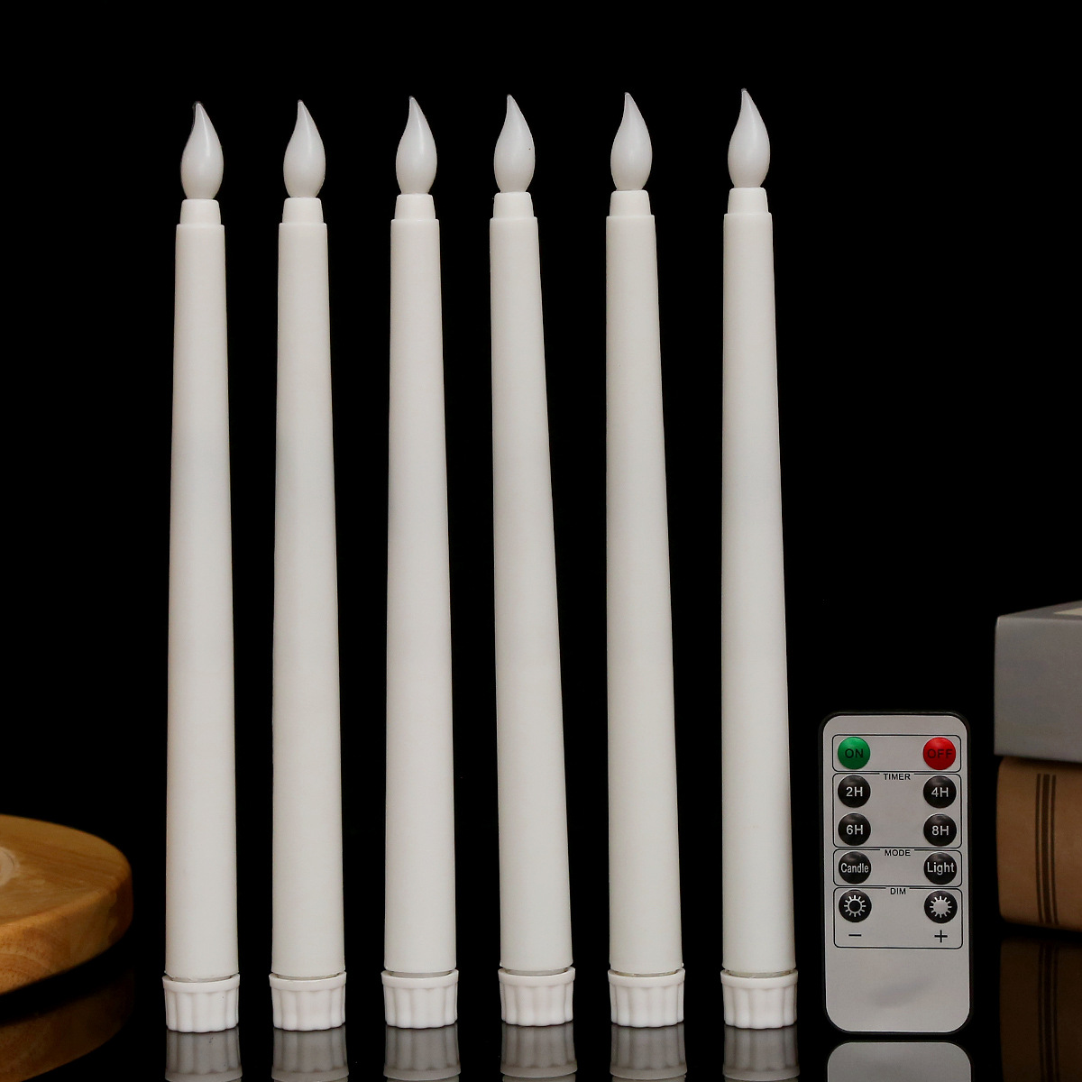 One remote-controlled flame head, glossy white, one unit (remote control not included).