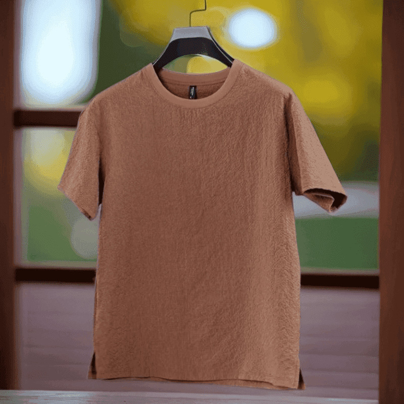 [Lightweight and icy] Men's summer new texture sense micro loose hem split Joker breathable short sleeve T-shirt