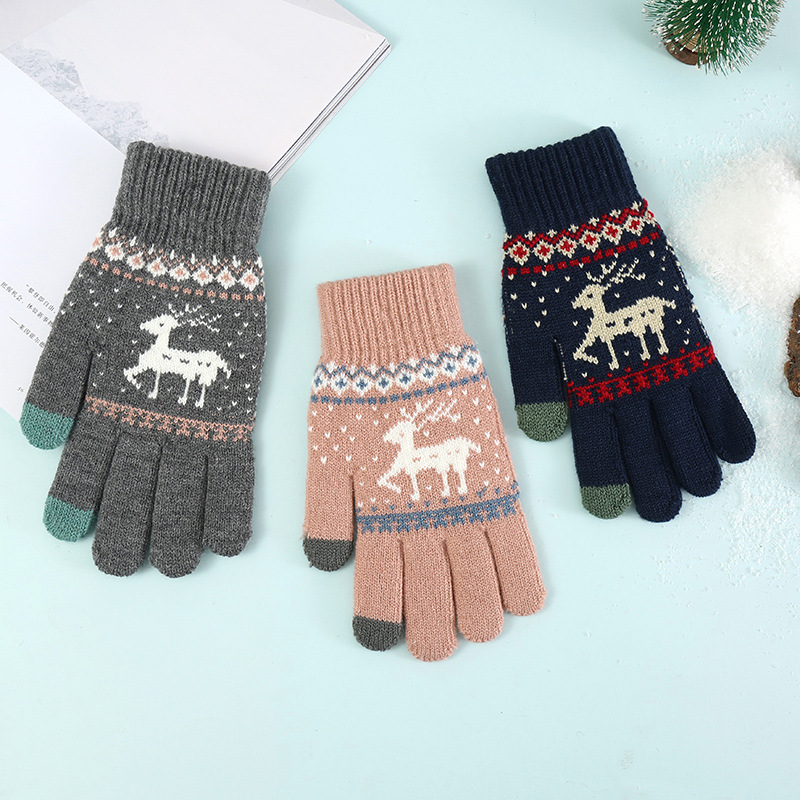 Fawn gloves Christmas knit men's and women's cycling sports Winter Touch screensaver warm gloves_maomaolike.com