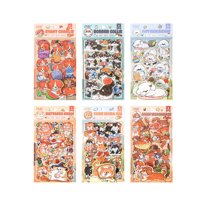 Pegatinas planas para mascotas lindas de Yuezhen en casa, lindo perro, lindo, dibujos animados, contabilidad, bricolaje, decoración de la carcasa del teléfono, pegatinas de Gouka