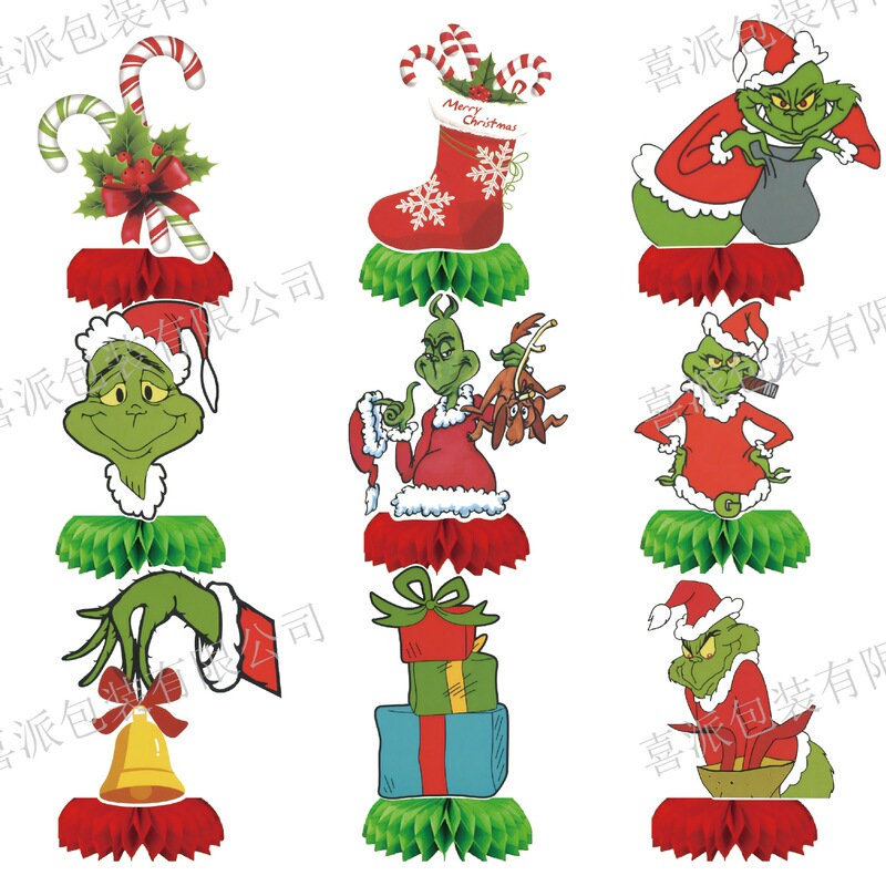 Cross-Border Christmas Party Desktop Decoration Honeycomb Ornaments Cartoon Green-Haired Monster Grinch Stereo Honeycomb Ready Stock Cross-Border Christmas Party Desktop Decoration Honeycomb Ornaments Cartoon Green-Haired Monster Grinch Stereo Honeycomb Ready Stock