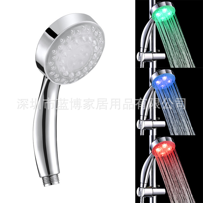 LED花洒头 温控三色感温变色发光淋浴花洒浴淋头 8008-A25