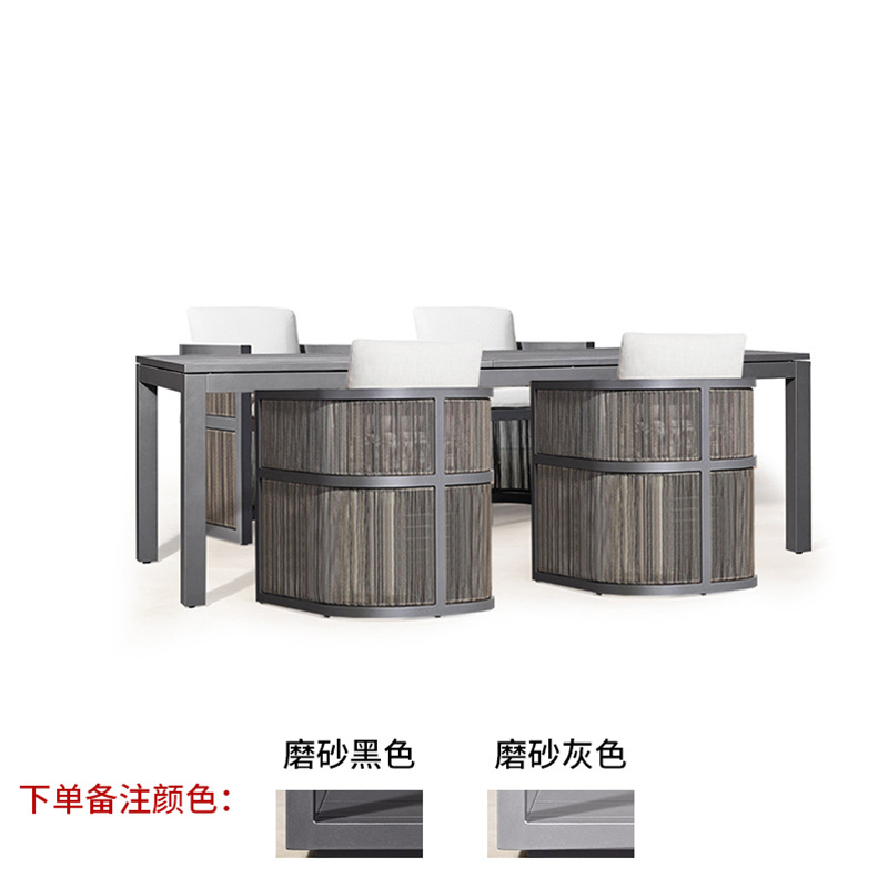 Mesa y silla de teca de caña al aire libre patio balcón al aire libre ocio de alta gama anticorrosión cuerda de madera trenzada silla combinación de muebles