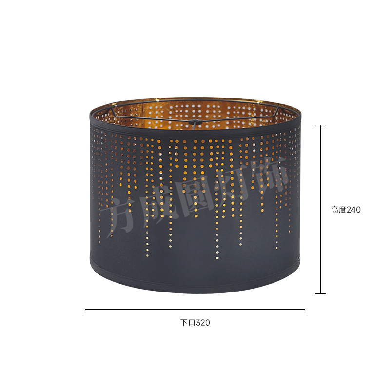 Pantalla de lámpara transfronteriza, accesorios de iluminación para lámparas de mesa, candelabros y lámparas de pie, pantalla KD con diseño hueco tallado en negro exterior y dorado interior.