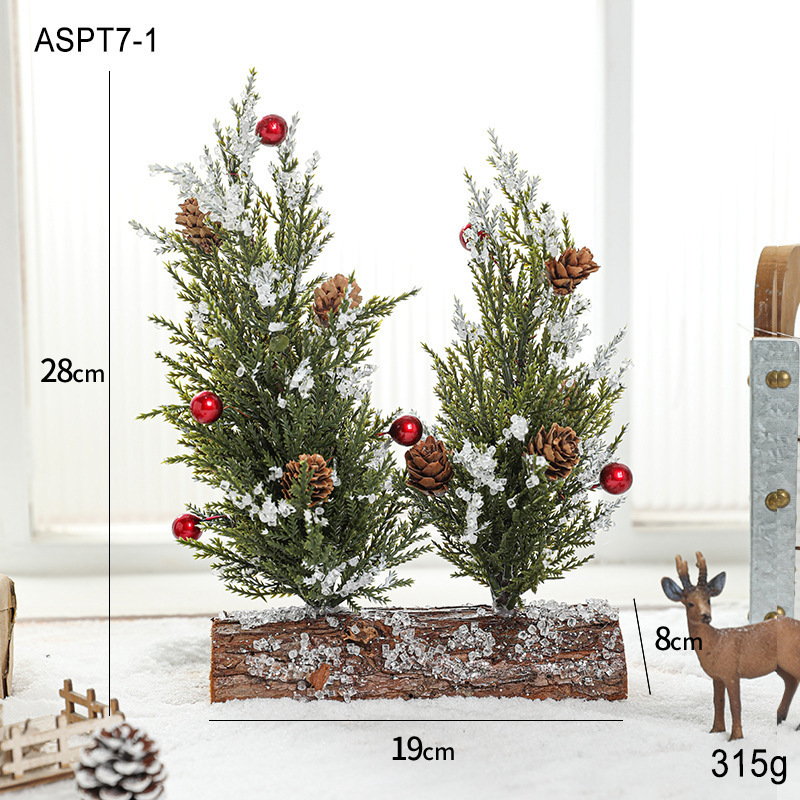 プラスチックシミュレーショングリーン雪ミニ赤い果実クリスマスツリーデスクトップ装飾品小さなクリスマスギフト|undefined