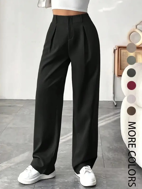 Viajeros transfronterizos europeos y estadounidenses, pantalones anchos casuales de cintura alta delgados, pantalones de traje casuales retro de todo fósforo, pantalones de mujer