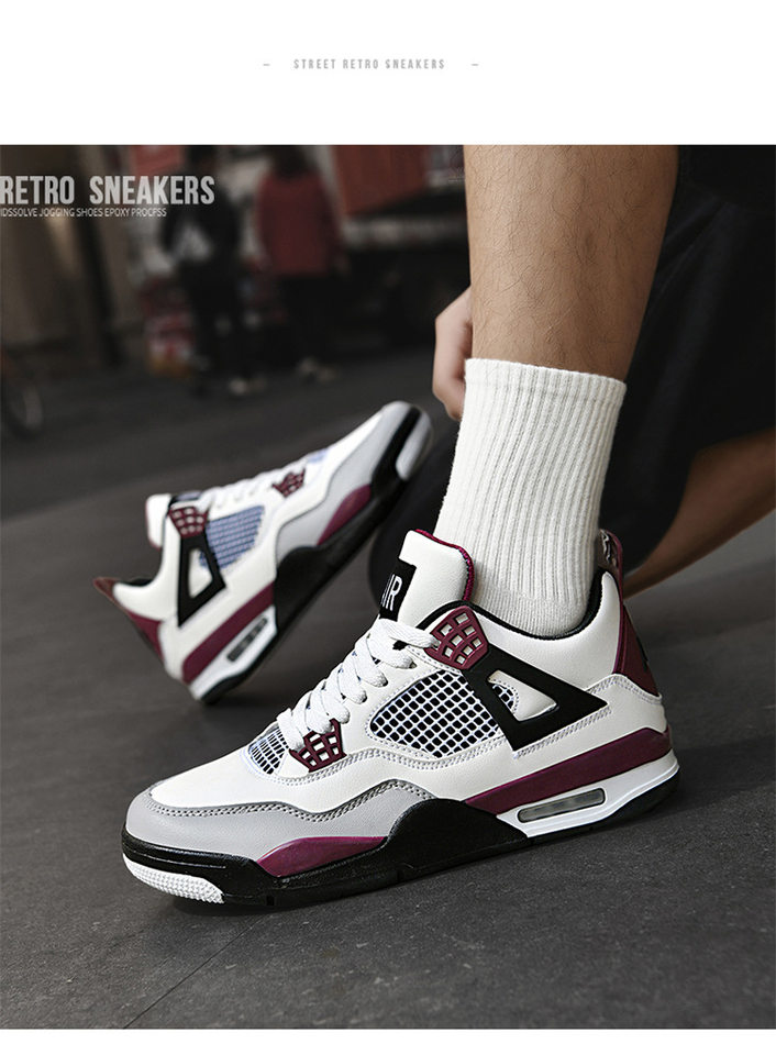 Giày sneaker thể thao cổ thấp đế dày chống trượt, thân da nhân tạo thoáng khí, dáng giày bóng rổ — Mẹ điện, Paris, thần sấm sét, xi măng trắng chi tiết 22