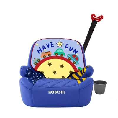HOBESIN child safety seat booster: Car child safety seat - cartoon-blue-cup-holder-seat-cushion-protection
