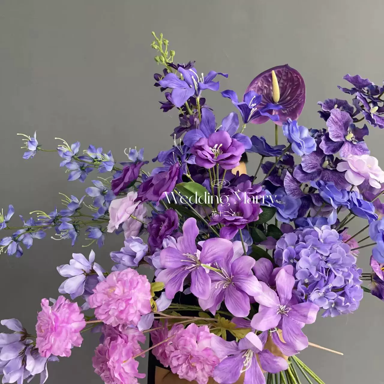 婚庆仿真花紫色系婚礼堂假花绢花绣球吊顶路引道具批发浅紫色